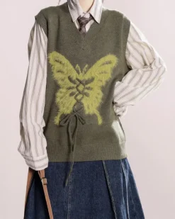 Knit Vests*Boogzel Clothing Butterfly Knit Vest in Green