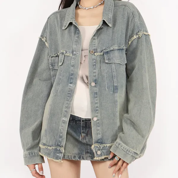 Coats & Jackets*Boogzel Clothing Butterfly Patch Y2K Denim Jacket Blue