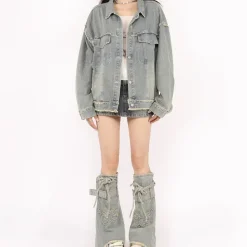 Coats & Jackets*Boogzel Clothing Butterfly Patch Y2K Denim Jacket Blue