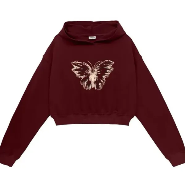 Hoodies*Boogzel Clothing Butterfly Print Crop Hoodie