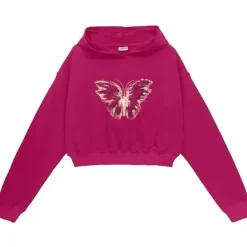 Hoodies*Boogzel Clothing Butterfly Print Crop Hoodie
