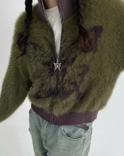 Coats & Jackets|Sweatshirts*Boogzel Clothing Butterfly Print Fuzzy Bomber