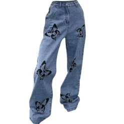 Jeans*Boogzel Clothing Butterfly Print Jeans Blue