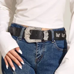 Belts & Chains*Boogzel Clothing Butterfly Rhinestone Y2K Belt Black