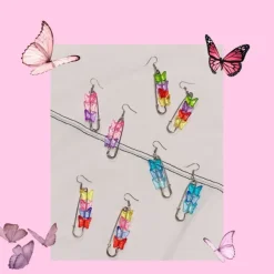 Earrings*Boogzel Clothing Butterfly Safety Pin Earrings Rainvow