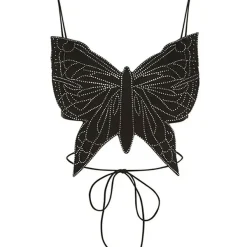 Y2K Tops|Crop Tops*Boogzel Clothing Butterfly-Shaped Backless Top Black