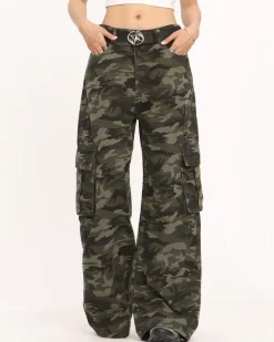 Pants & Trousers*Boogzel Clothing Camo Wide-Leg Cargo Pants Green