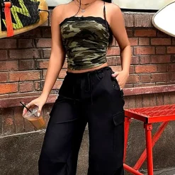 Y2K Tops|Crop Tops*Boogzel Clothing Camouflage Lace Tube Top Green