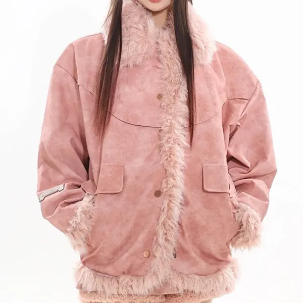 Coats & Jackets*Boogzel Clothing Campus Queen Fur Trim Jacket Pink