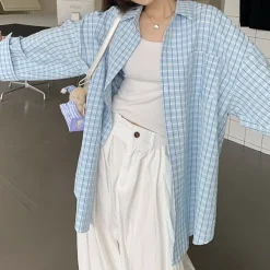Long Sleeve Tops*Boogzel Clothing Campus Secret Plaid Shirt Blue