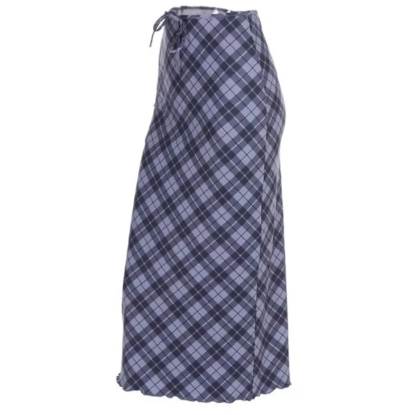 Skirts*Boogzel Clothing Campus Secrets Plaid Maxi Skirt Blue