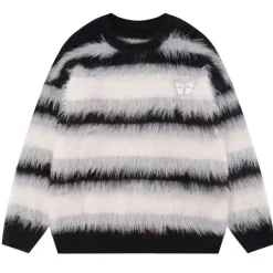 Striped Sweaters|Sweaters*Boogzel Clothing Candy Butterfly Fuzzy Sweater