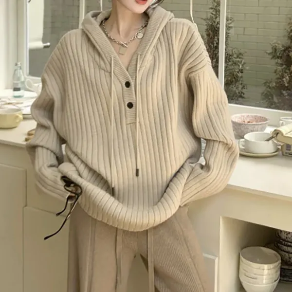 Sweaters|Hoodies*Boogzel Clothing Caramel Latte Knit Hoodie Beige