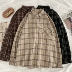 Long Sleeve Tops*Boogzel Clothing Casual Friday Aesthetic Plaid Shirt