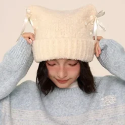 Hats*Boogzel Clothing Cat Ear Beanie with Bows
