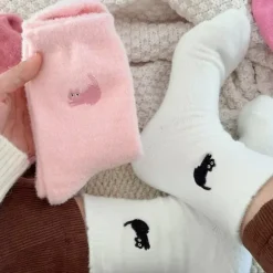 Socks*Boogzel Clothing Cat Embroidery Fuzzy Socks
