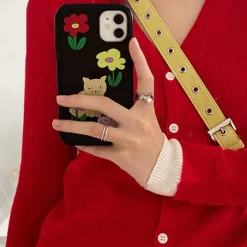 Iphone Cases*Boogzel Clothing Cat Flower iPhone Case Black