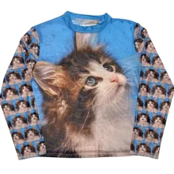 Sweatshirts|Long Sleeve Tops*Boogzel Clothing Cats Everywhere Graphic Long Sleeve Blue