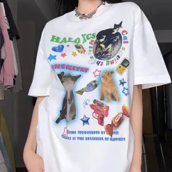 Aesthetic T-Shirts & Graphic Tees*Boogzel Clothing Cat's Planet Graphic Tee White