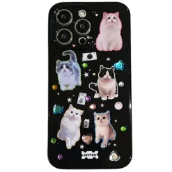 Iphone Cases*Boogzel Clothing Cats Rhinestone iPhone Case Black