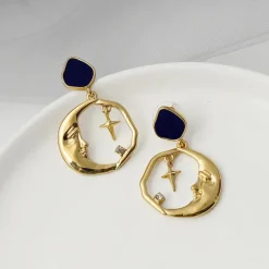 Earrings*Boogzel Clothing Celestial Lover Moon Earrings Gold