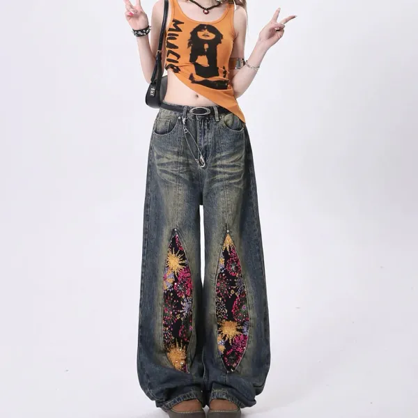 Jeans*Boogzel Clothing Celestial Magic Wide Leg Jeans Blue