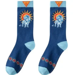 Socks*Boogzel Clothing Celestial Sun and Lion Print Socks Blue