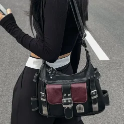 Bags & Purses*Boogzel Clothing Check Yourself Shoulder Bag Black/red