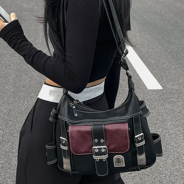 Bags & Purses*Boogzel Clothing Check Yourself Shoulder Bag Black/red