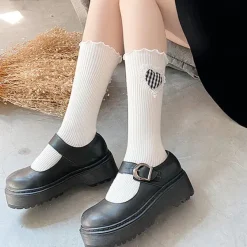 Socks*Boogzel Clothing Checker Heart Knee Socks