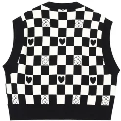 Knit Vests*Boogzel Clothing Checkerboard Cropped Vest Black/white
