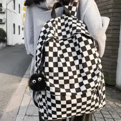 Bags & Purses*Boogzel Clothing Checkered Canvas Backpack Black/white