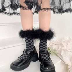 Socks*Boogzel Clothing Checkered Furry Socks