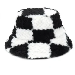 Hats*Boogzel Clothing Checkered Fuzzy Bucket Hat