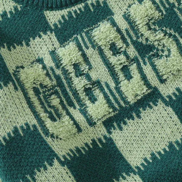 Sweaters*Boogzel Clothing Checkered Fuzzy Crop Sweater