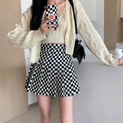Skirts*Boogzel Clothing Checkered Print Pleated Skirt