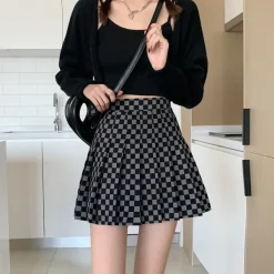 Skirts*Boogzel Clothing Checkered Print Pleated Skirt
