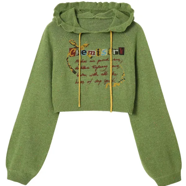Hoodies*Boogzel Clothing Chemistry Knit Cropped Hoodie