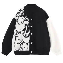 Knit Cardigans*Boogzel Clothing Cherub Aesthetic Asymmetrical Cardigan Black/white