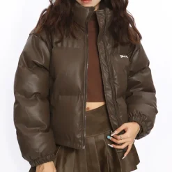 Coats & Jackets*Boogzel Clothing Chocolate Puffer Jacket Brown
