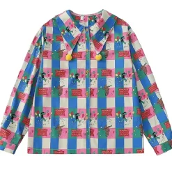 Long Sleeve Tops*Boogzel Clothing Circus Core Aesthetic Collar Shirt Blue