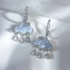 Earrings*Boogzel Clothing Cloud Crystal Drop Earrings Silver