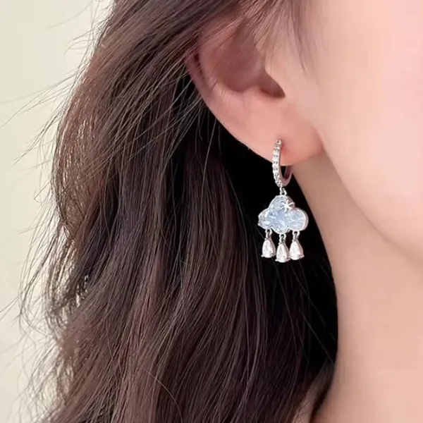 Earrings*Boogzel Clothing Cloud Crystal Drop Earrings Silver