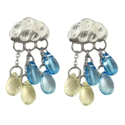 Earrings*Boogzel Clothing Cloud Rain Drop Earrings Silver
