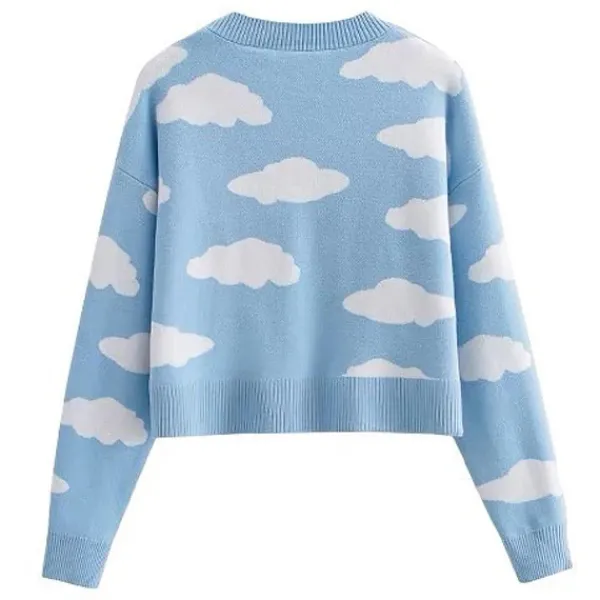 Knit Cardigans*Boogzel Clothing Clouds Knit Cropped Cardigan Blue
