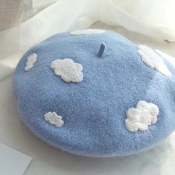 Hats*Boogzel Clothing Cloudy Skies Beret Blue