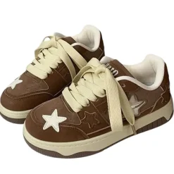 Aesthetic Sneakers*Boogzel Clothing Coffee Cream Star Sneakers Brown