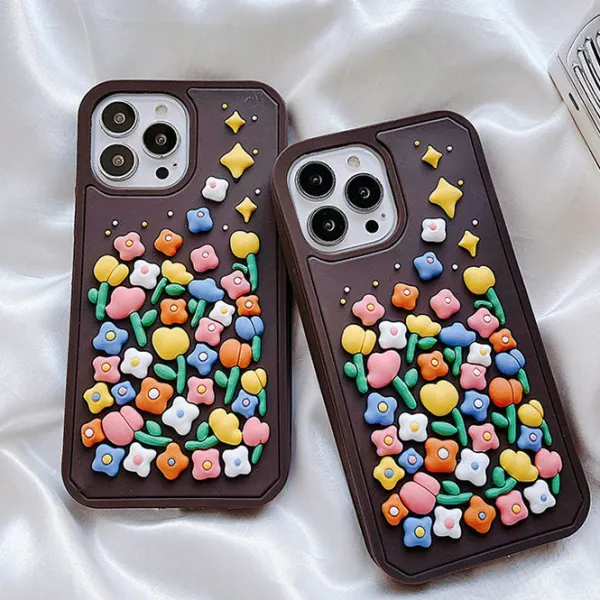 Iphone Cases*Boogzel Clothing Colorful Flowers iPhone Case Brown