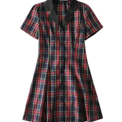 Dresses & Rompers*Boogzel Clothing Come As You Are Plaid Dress Red/blue