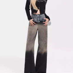 Jeans*Boogzel Clothing Control Freak Layered Baggy Jeans Black/blue